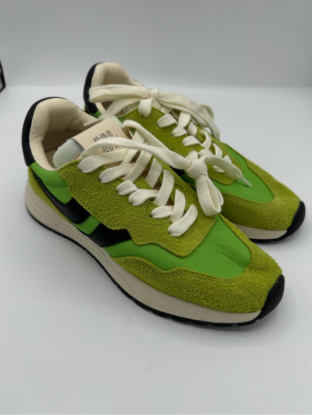 Steve Madden Burst Women Sneakers Lime Green/Black Suede & Fabric Size 7.5 NEW